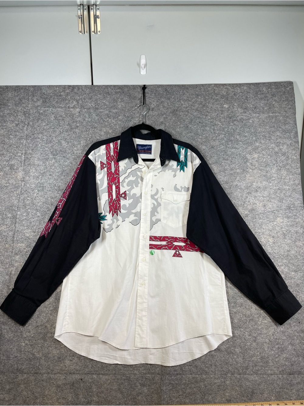 Vintage Wrangler X-Long Tails Western Shirt XL Colorblock Cowboy Rodeo Festival